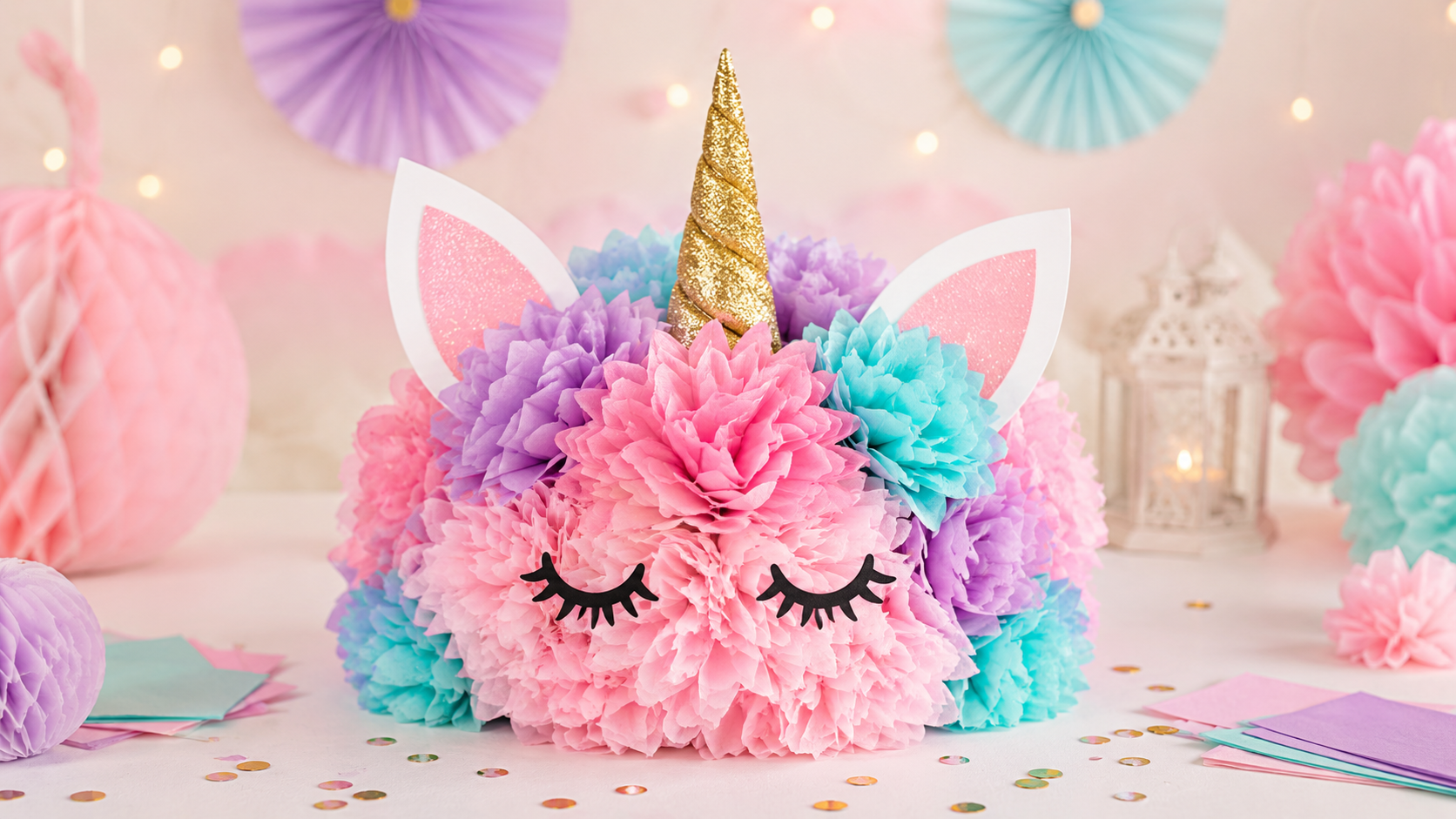 How to Make a Unicorn Tissue Paper Flower Centerpiece on a Budget