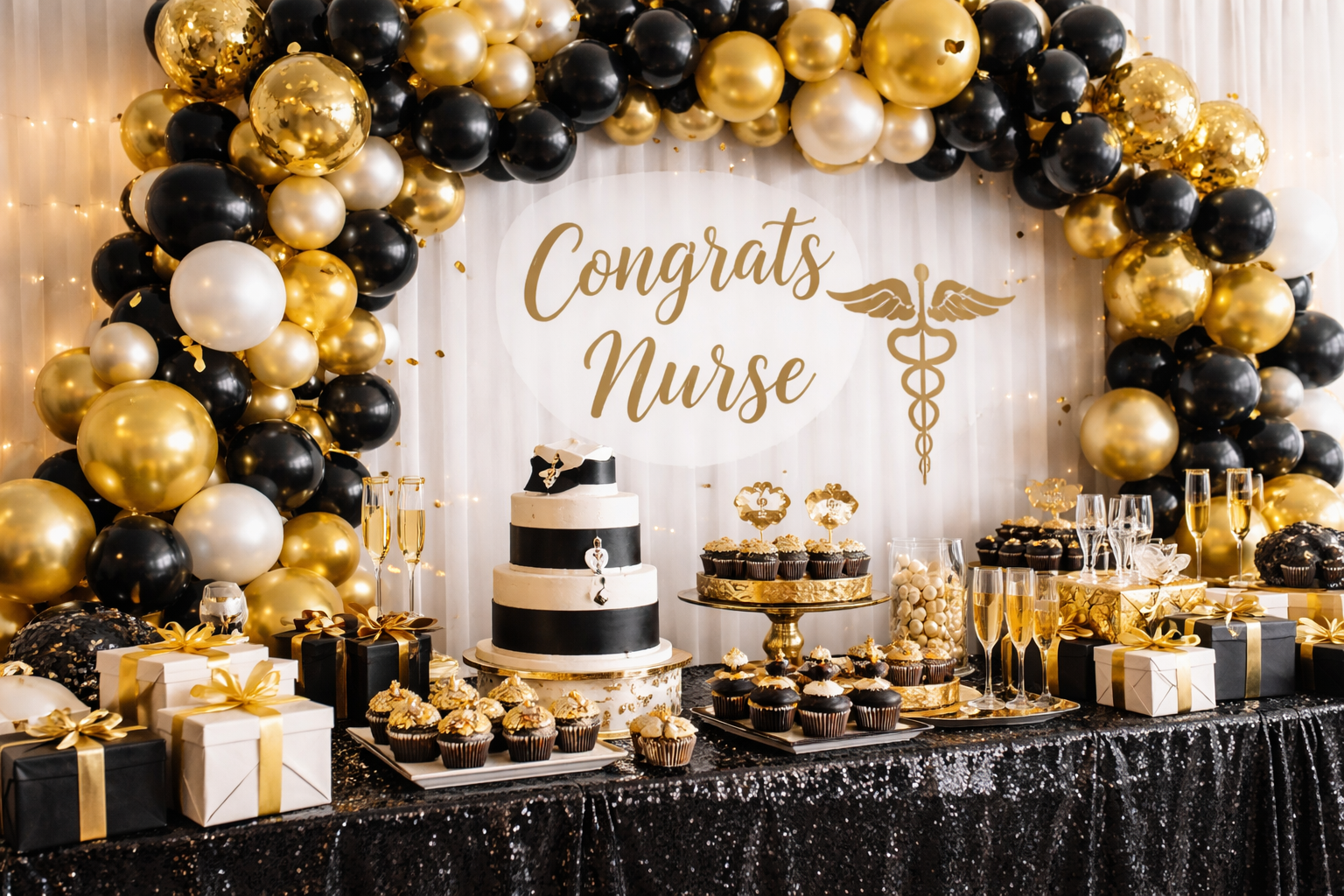 Black and Gold Nurse Graduation Party Decor Ideas That Feel Elevated