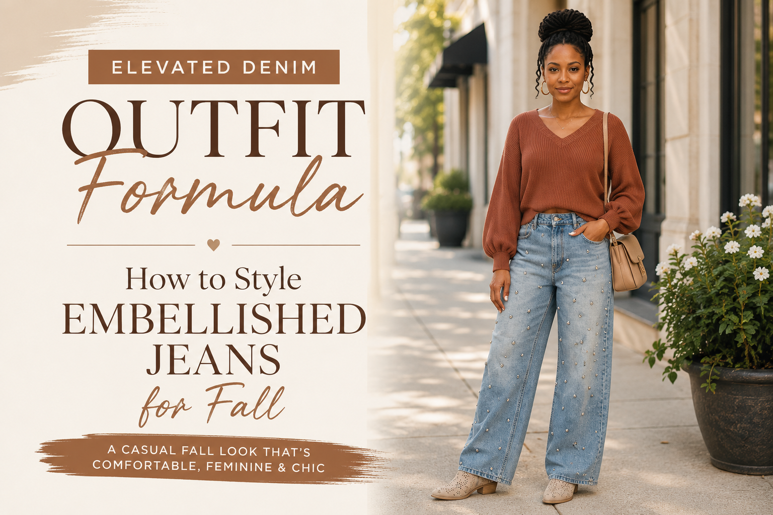 Elevated Denim Outfit Formula: How to Style Embellished Jeans for Fall