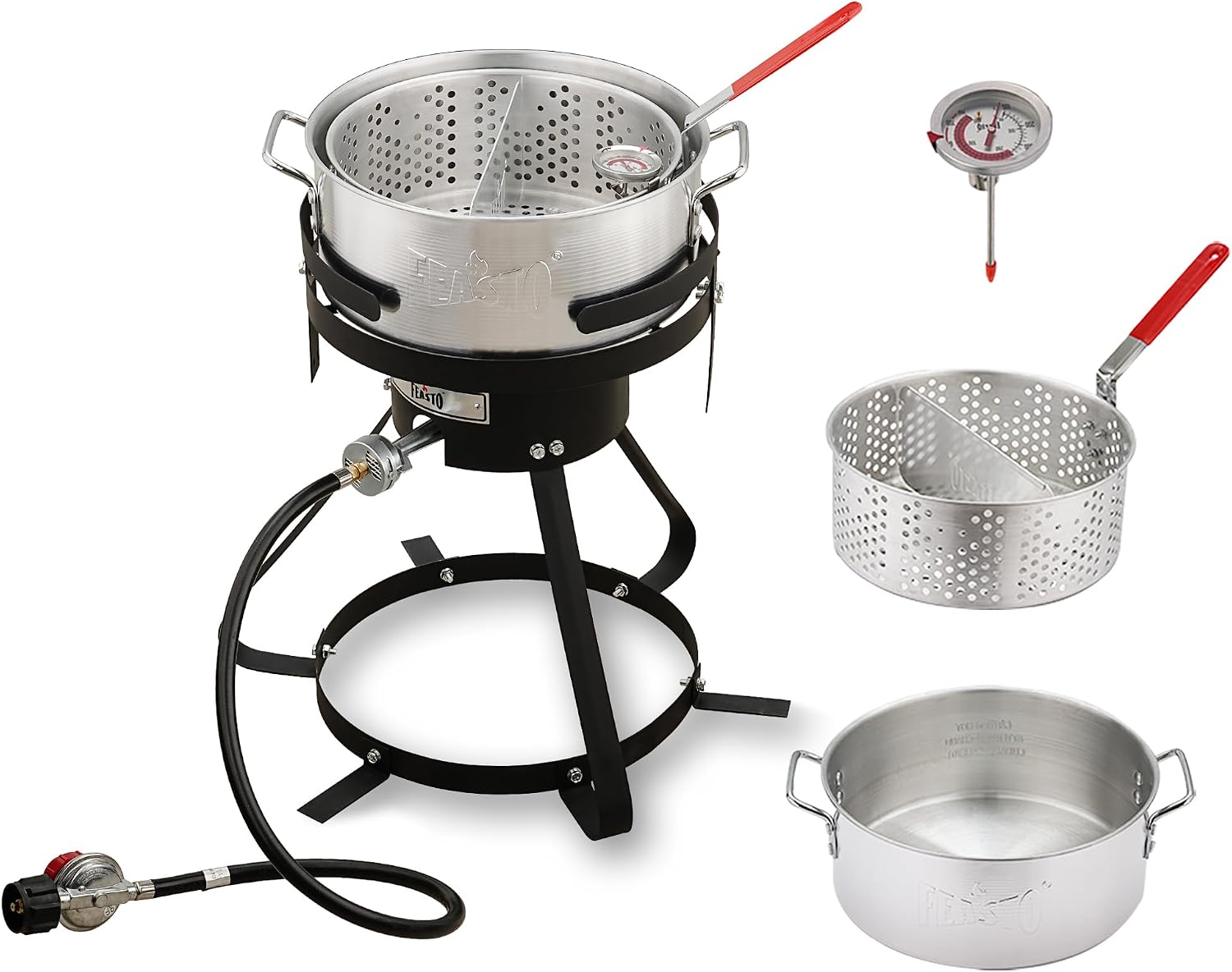 Outdoor fish fryer for preparing fish at a birthday celebration