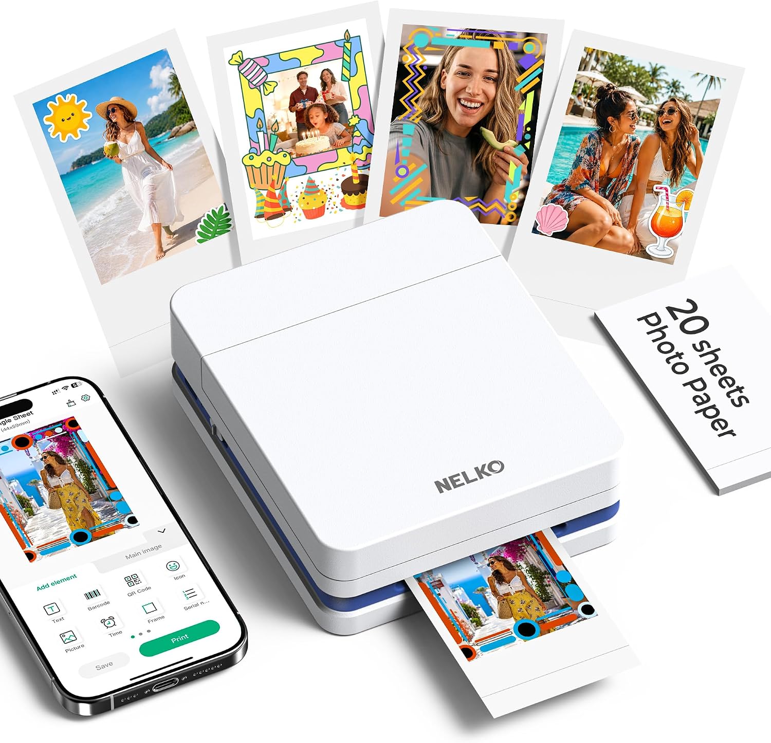 Mini instant photo printer for adding party pictures to a birthday memory display