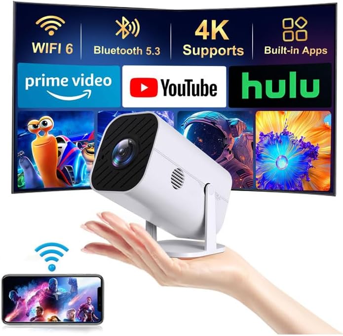 Portable outdoor projector for a campsite fishing birthday movie night