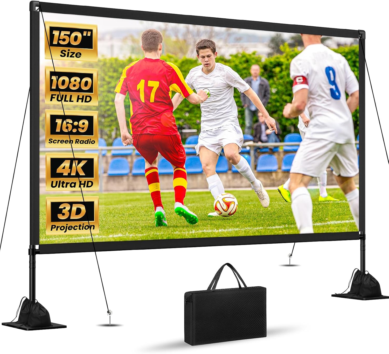 Portable projector screen for an outdoor campsite movie night