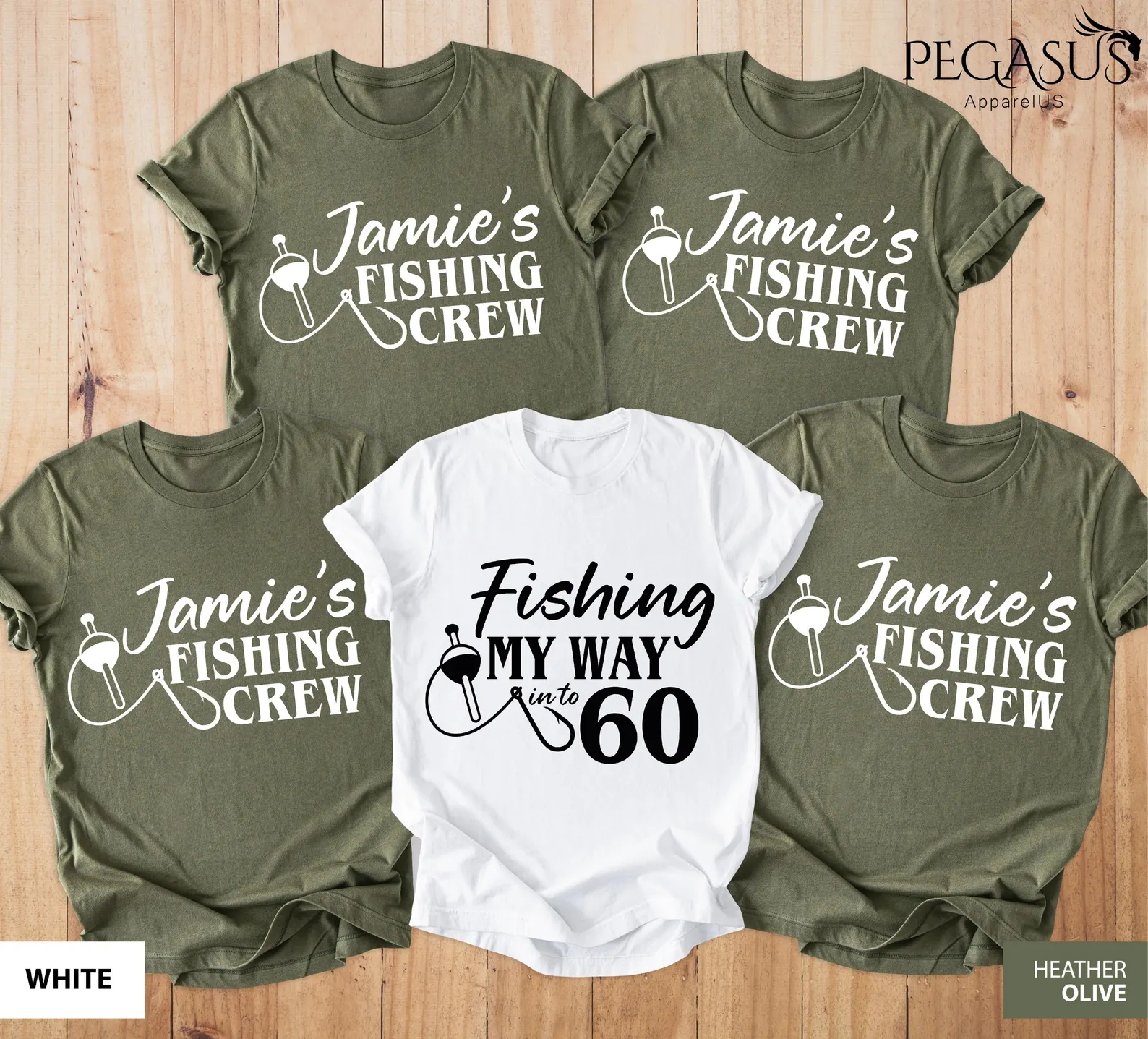 Custom fishing birthday crew shirts for an adult fishing trip