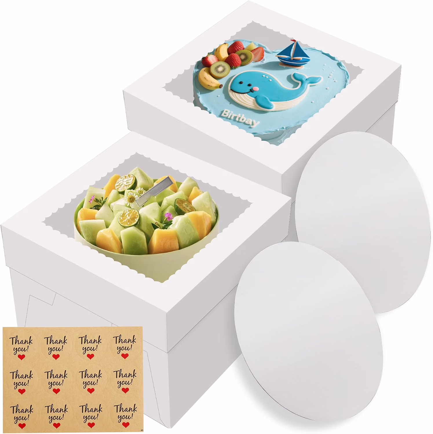Cake boxes for transporting a Pooh Bear baby shower cake