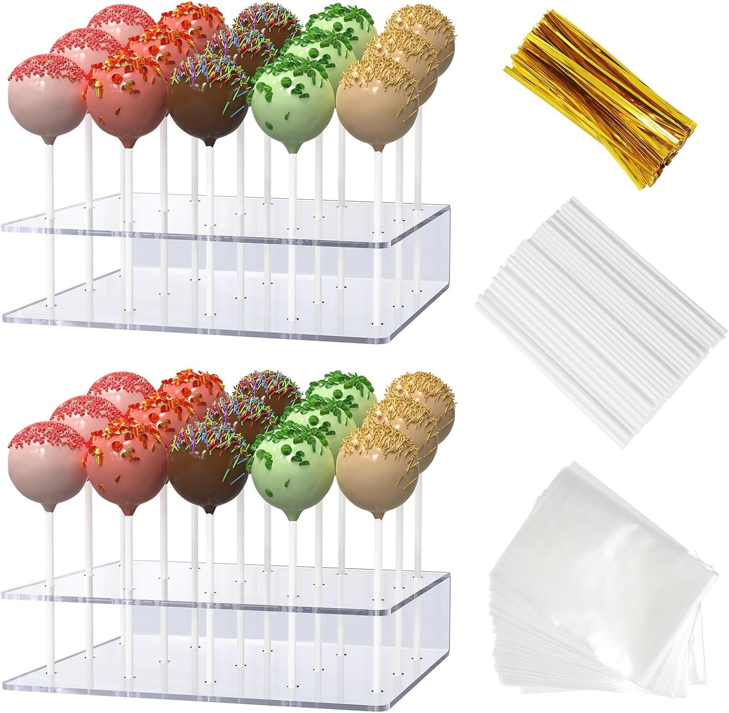 Cake-pop stand for a Pooh Bear baby shower dessert table