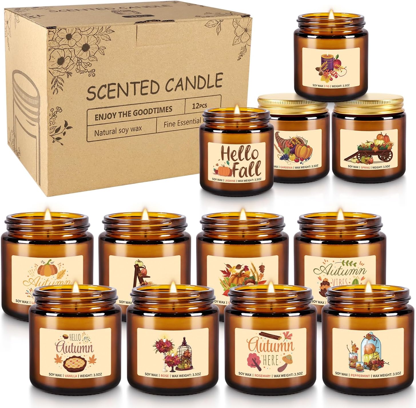 Mini amber-jar candles for elegant Halloween baby shower favors