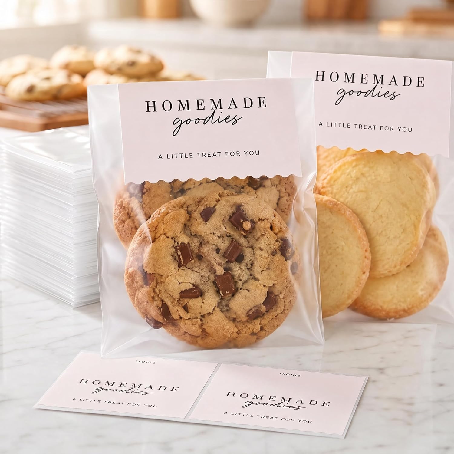 Clear self-sealing treat bags for Pooh Bear baby shower treats