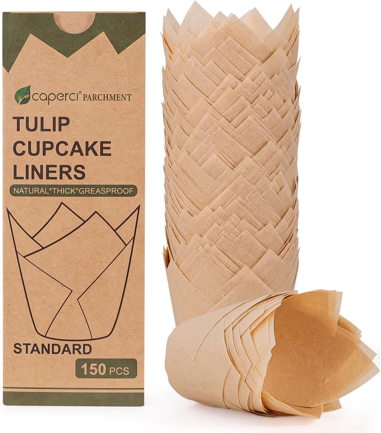Neutral cupcake liners for Pooh Bear baby shower cupcakes