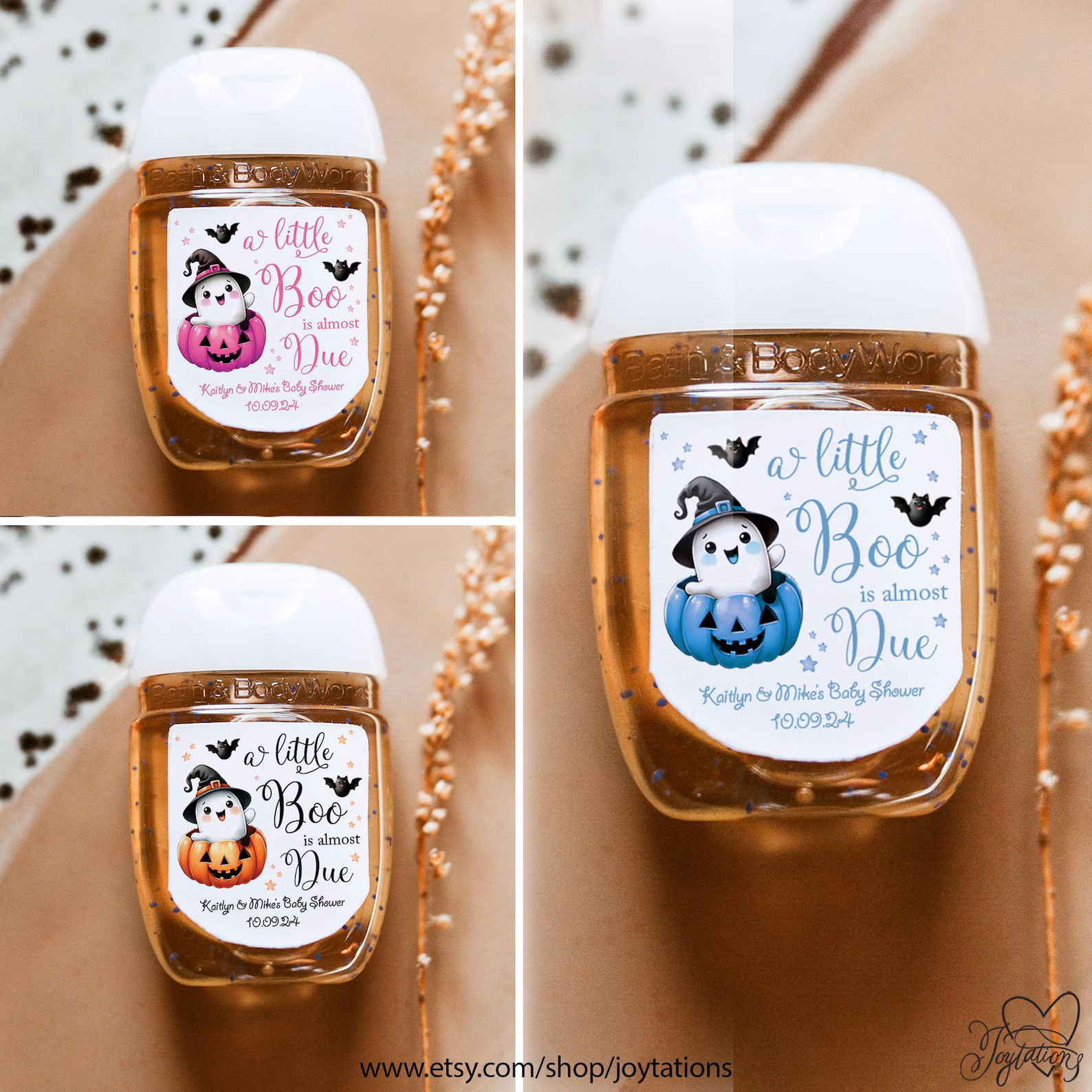 Halloween hand sanitizers for baby shower favors