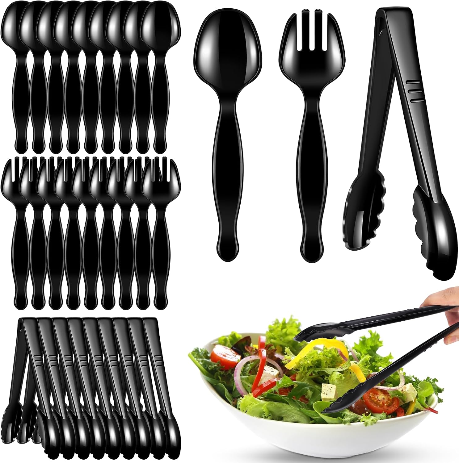 Serving utensils for a Pooh Bear baby shower food table