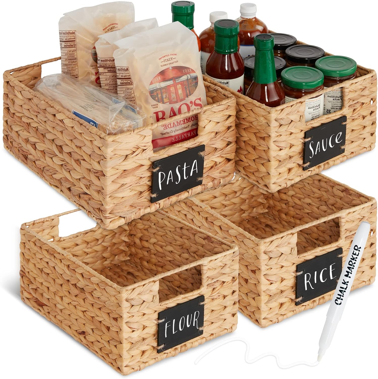 Woven basket for organizing baby shower favors
